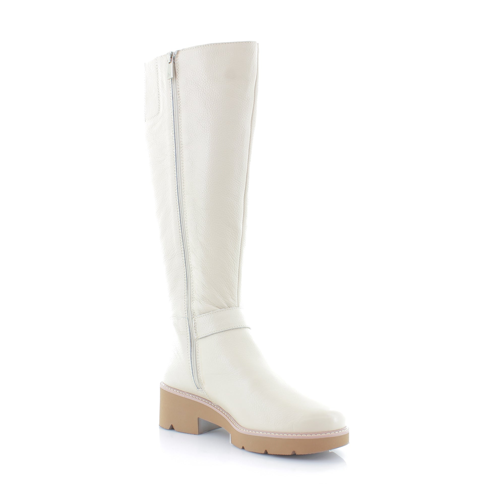 Porcelain Beige Leather Wide Calf