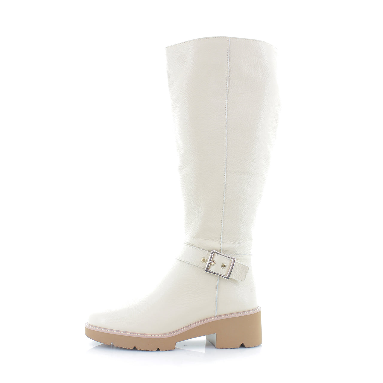 Porcelain Beige Leather Wide Calf