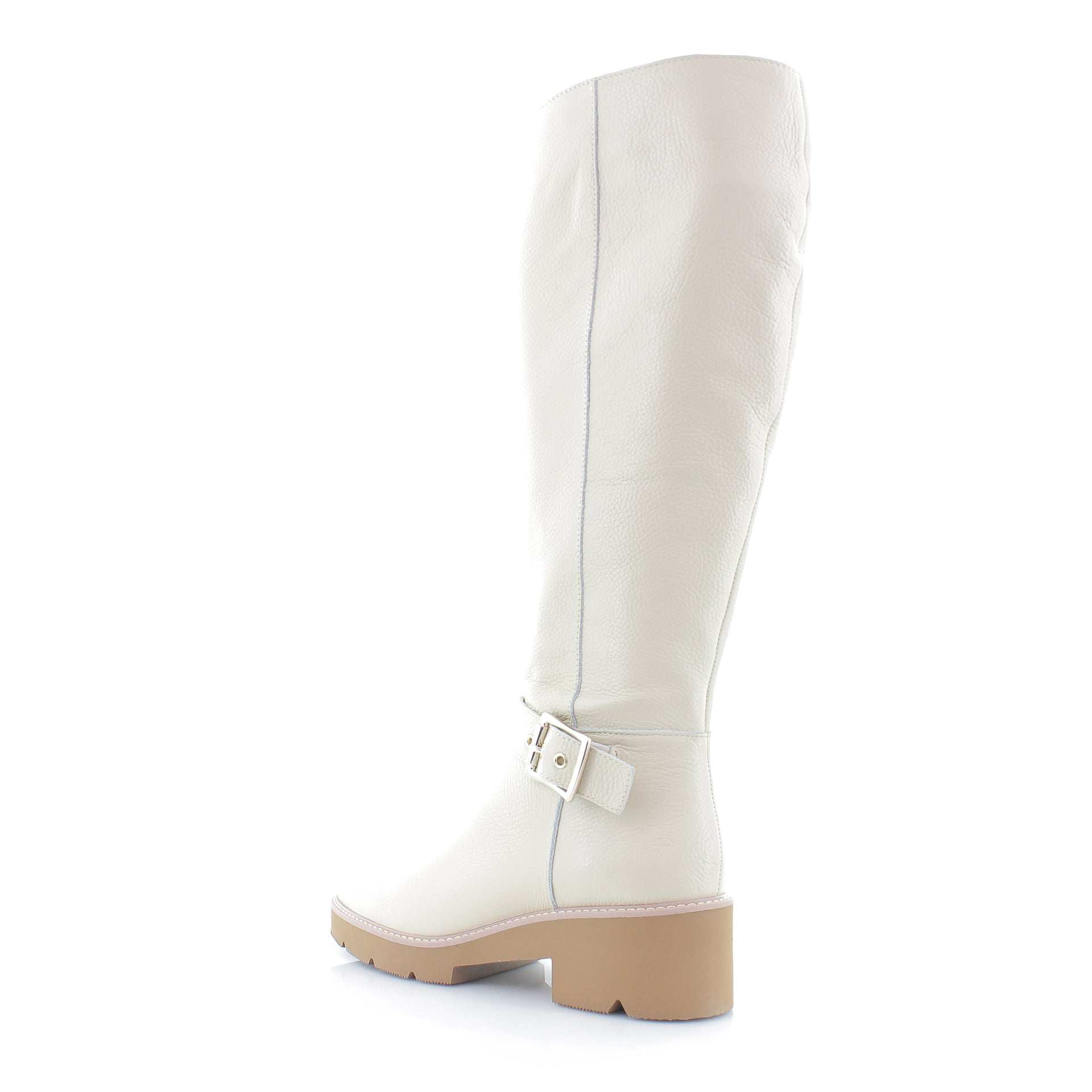 Porcelain Beige Leather Wide Calf