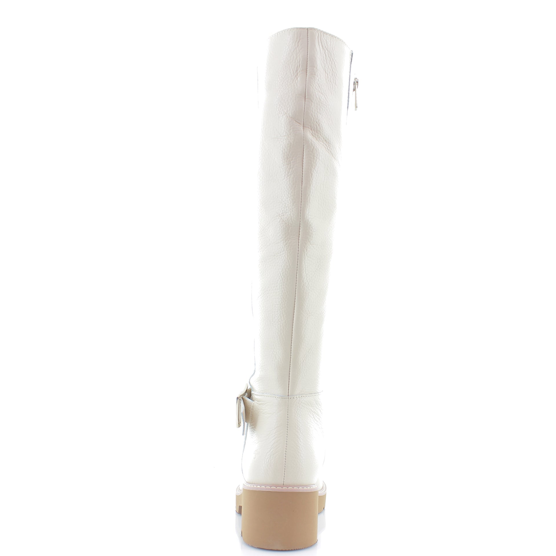 Porcelain Beige Leather Wide Calf