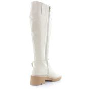 Porcelain Beige Leather Wide Calf