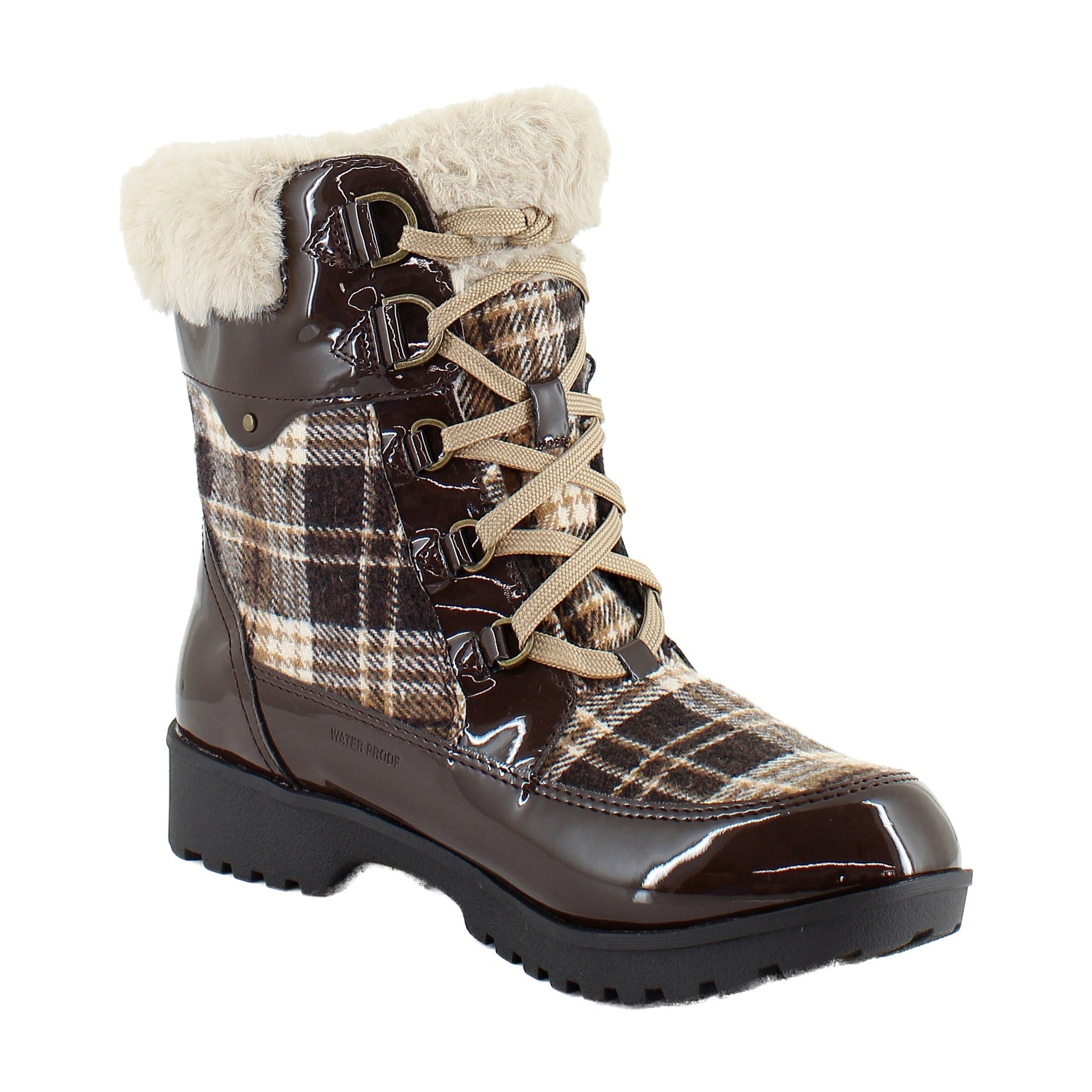 Brown/Patent Plaid