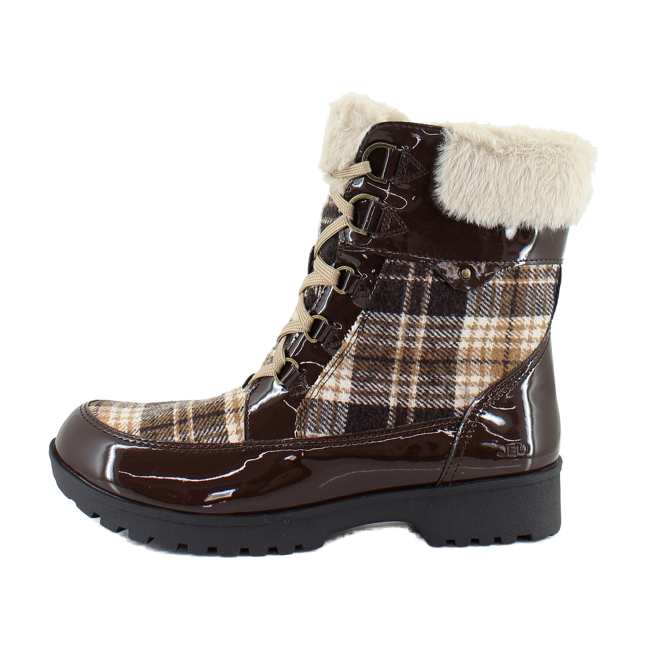 Brown/Patent Plaid
