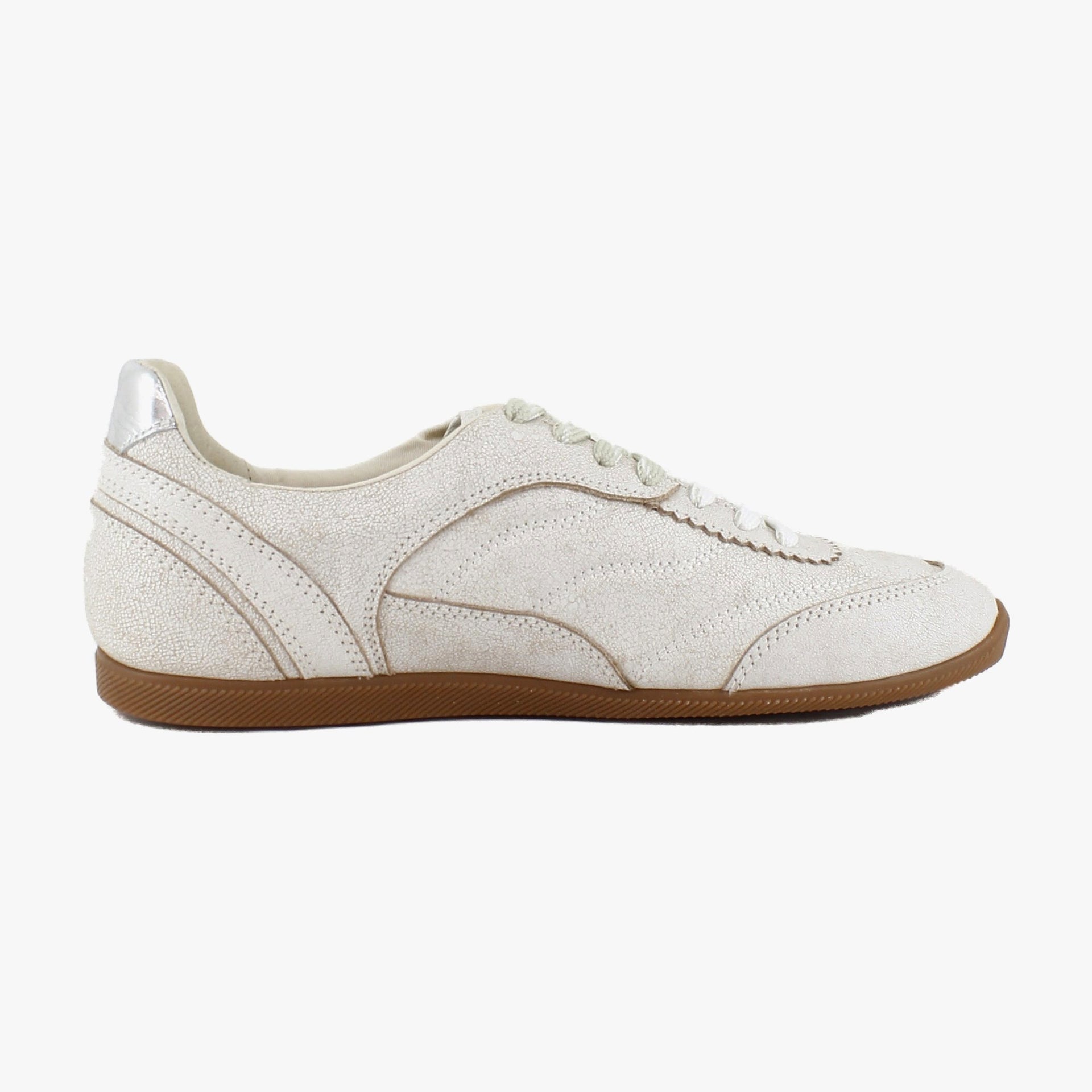 Off White Crackled Leather