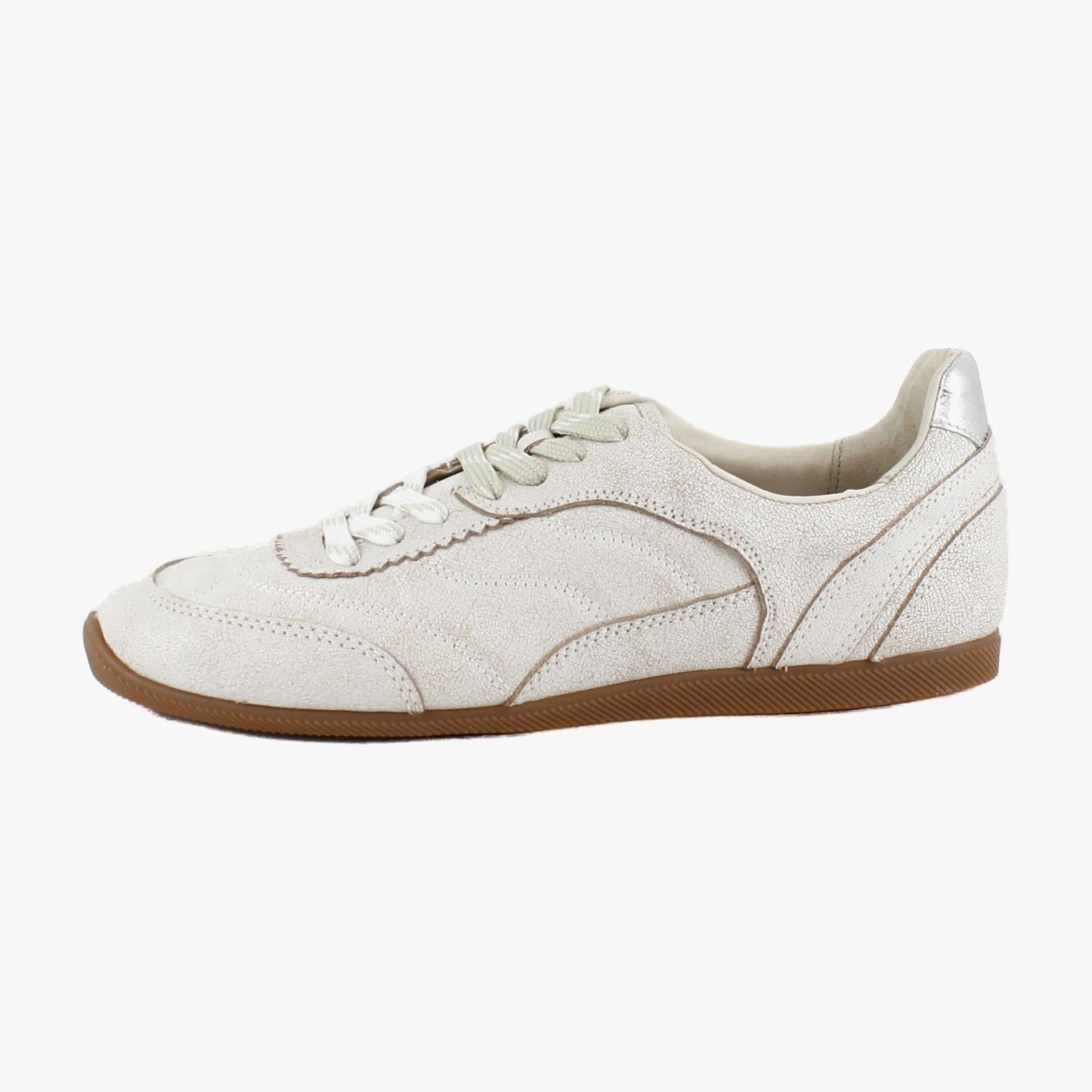 Off White Crackled Leather