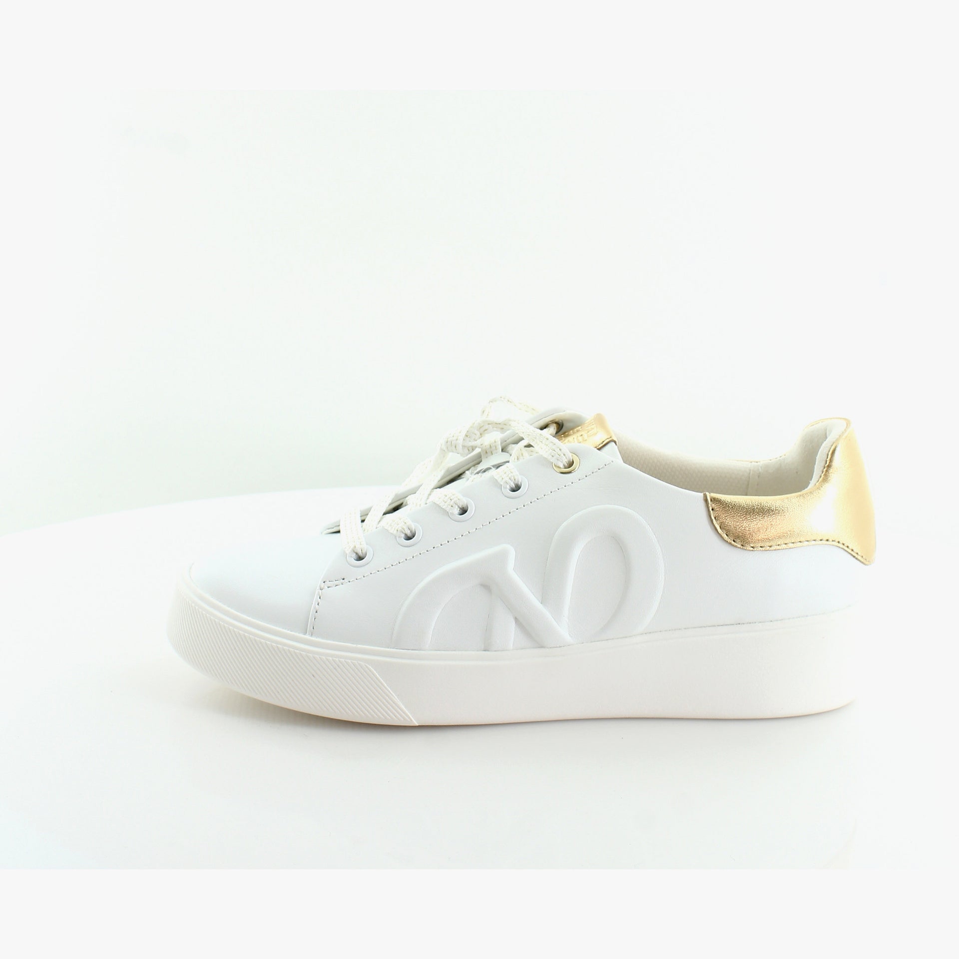 White/Dark Gold Leather