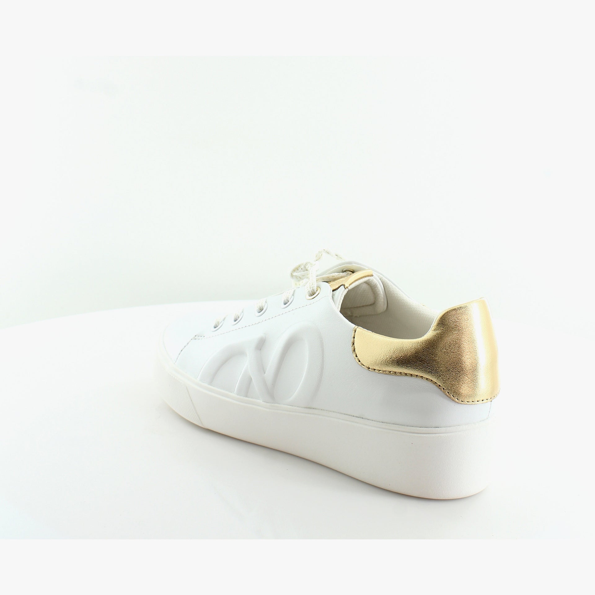 White/Dark Gold Leather