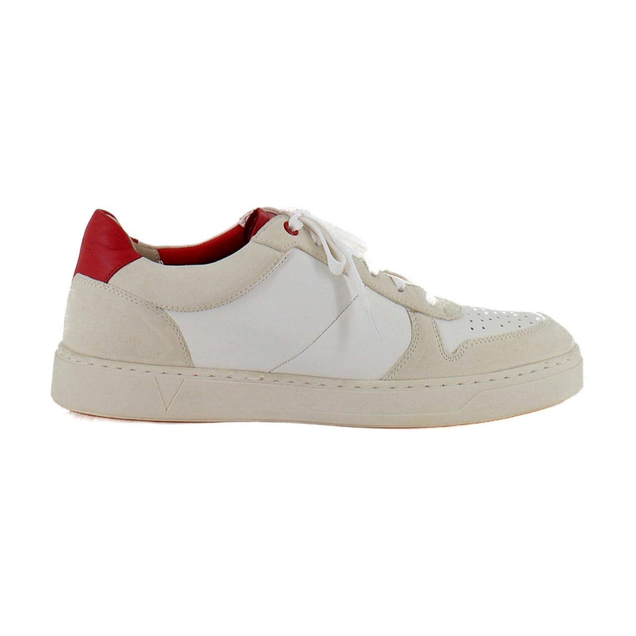 Cream/White/Red Leather