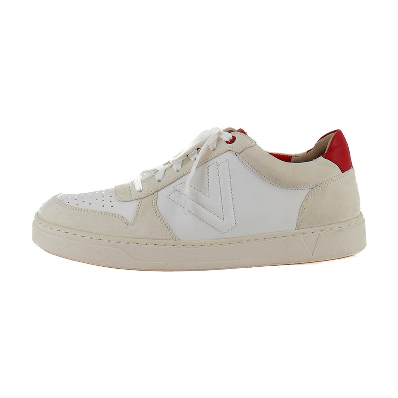 Cream/White/Red Leather