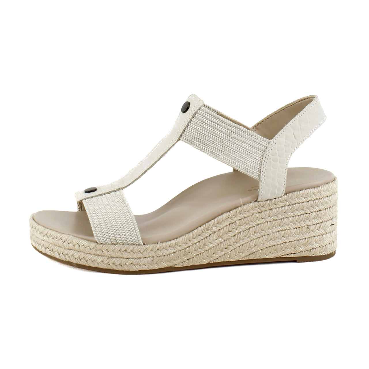 Cream Snake Leather/Fabric