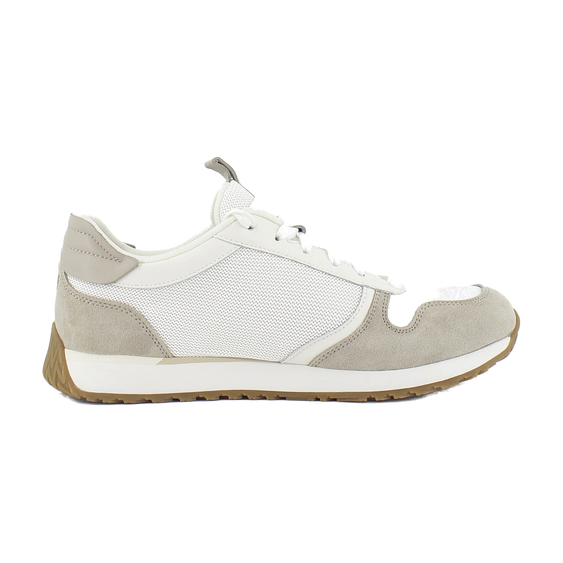 White Microfiber/Cobblestone Suede