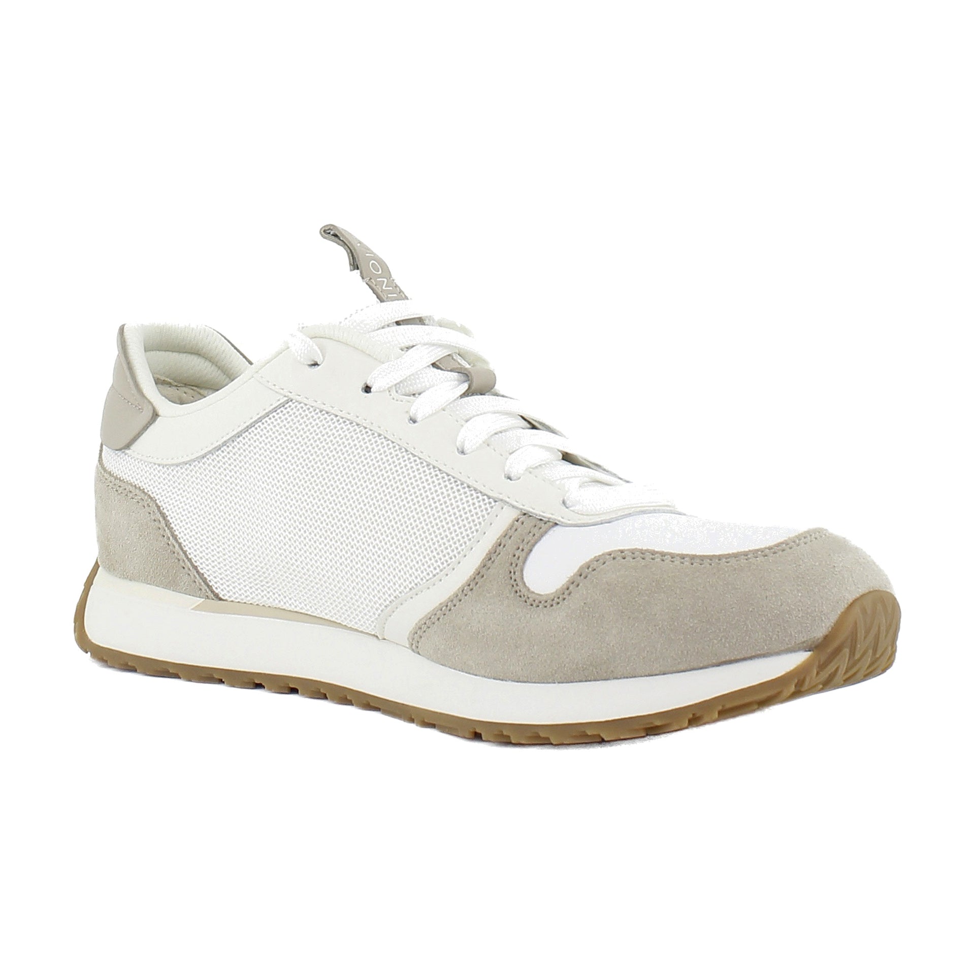 White Microfiber/Cobblestone Suede
