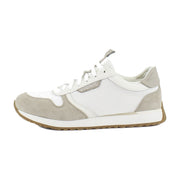 White Microfiber/Cobblestone Suede