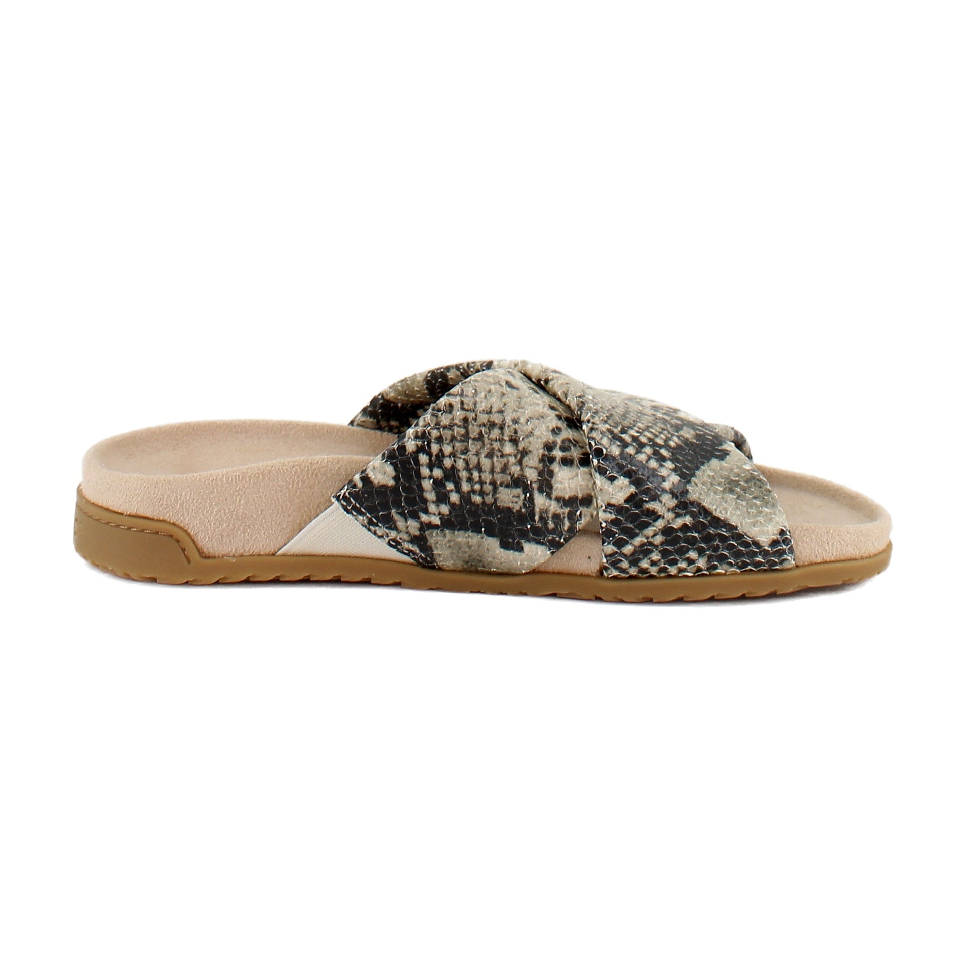 Cream Snake Embossed Leather