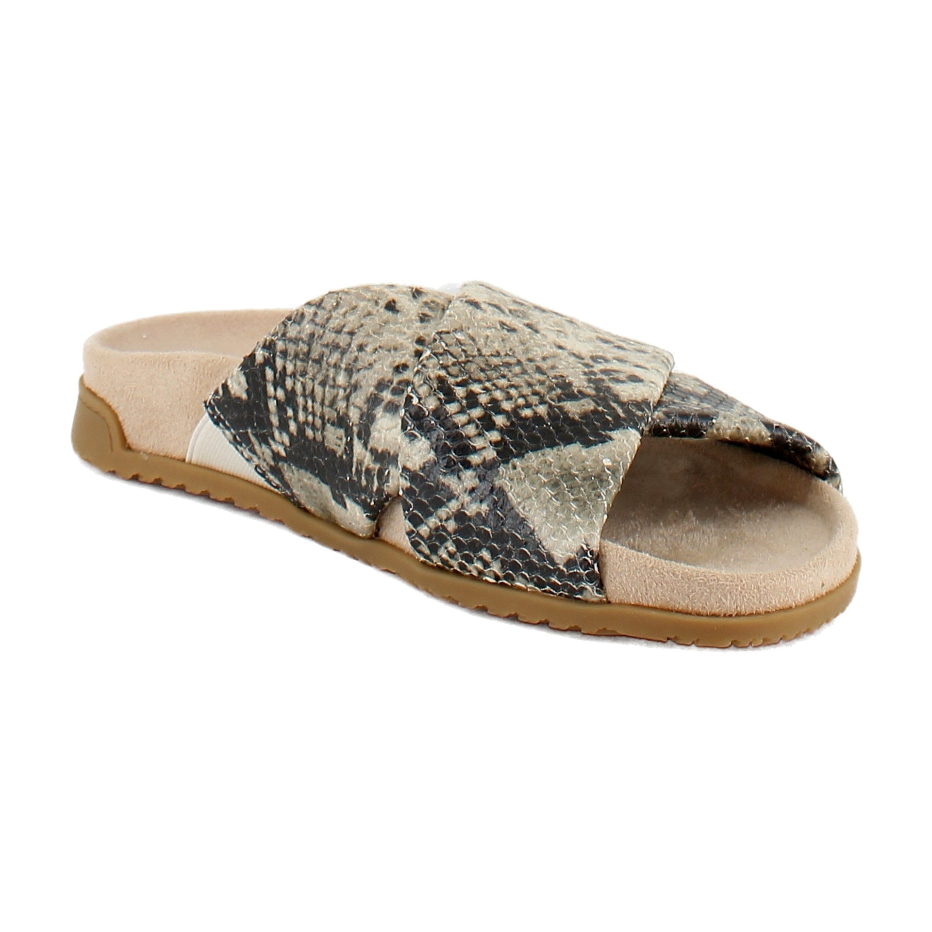 Cream Snake Embossed Leather