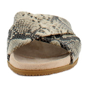 Cream Snake Embossed Leather