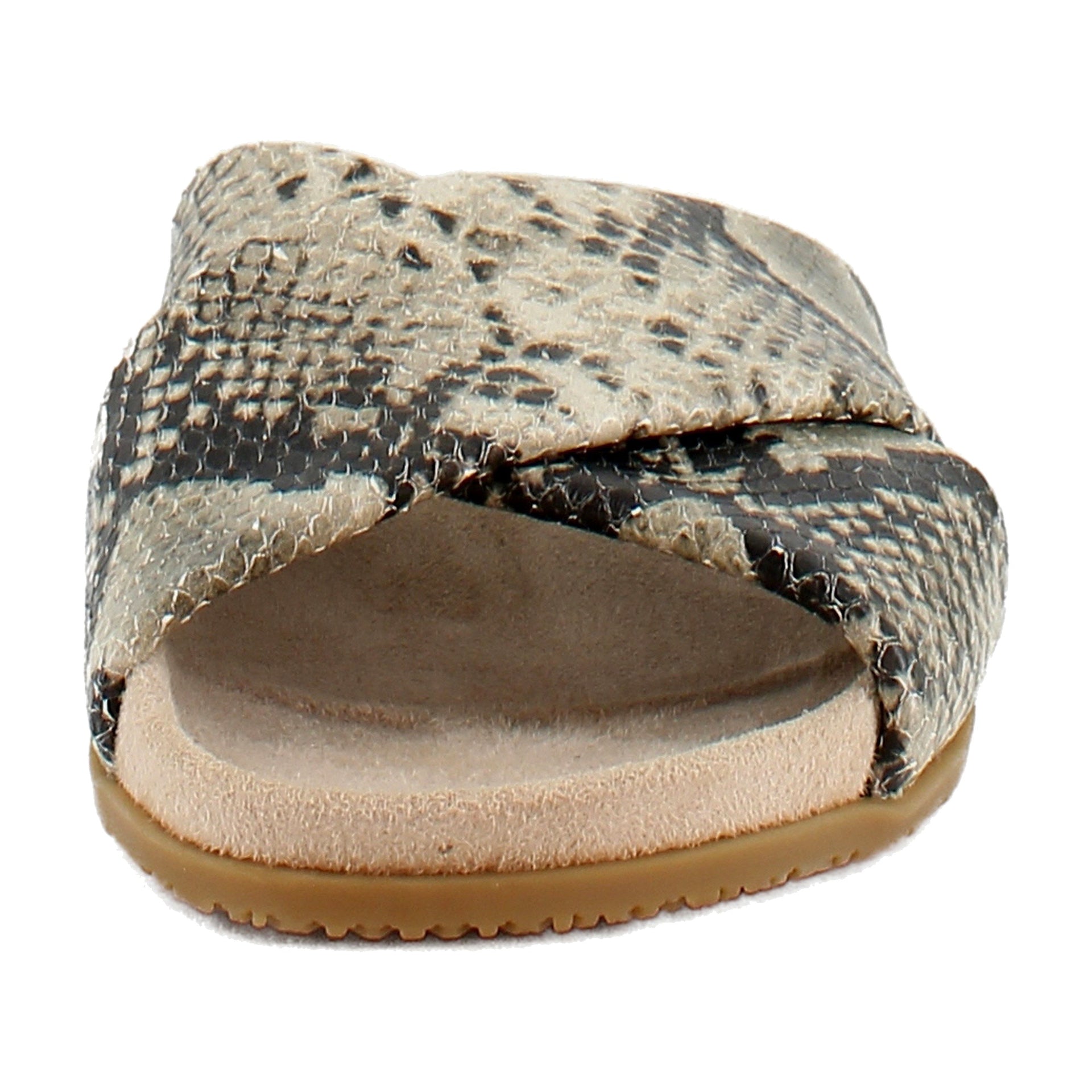 Cream Snake Embossed Leather