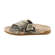Cream Snake Embossed Leather