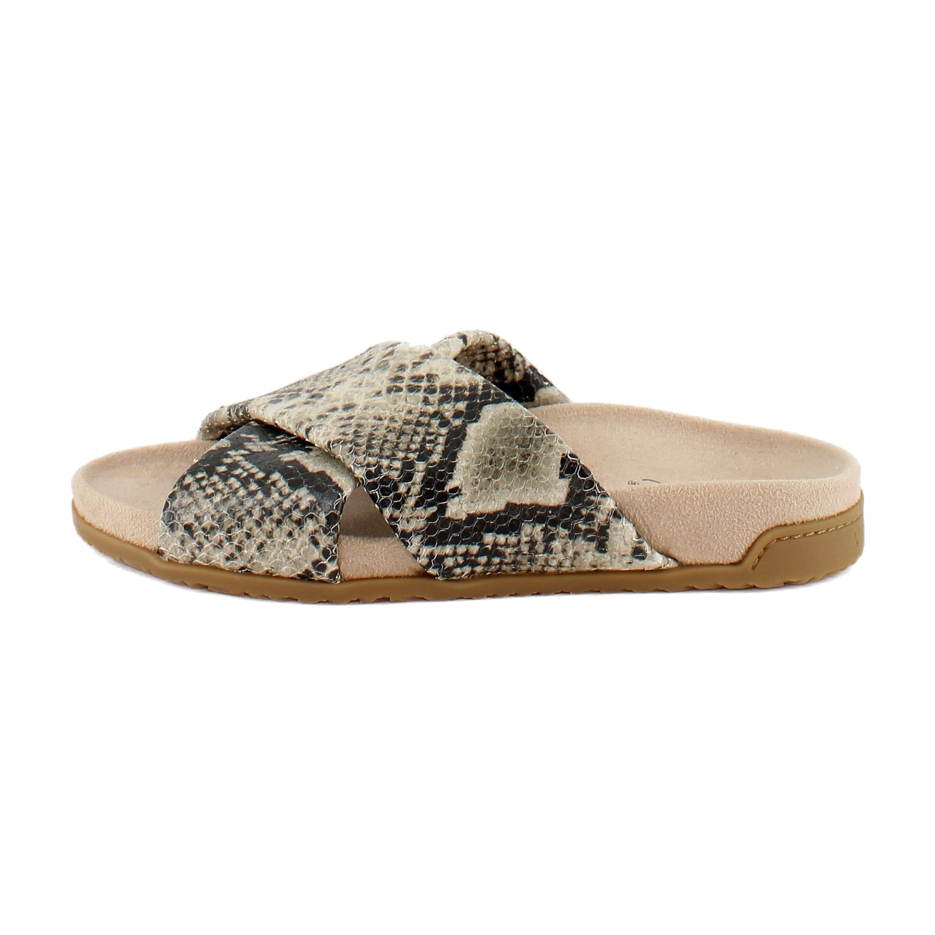 Cream Snake Embossed Leather