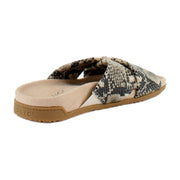 Cream Snake Embossed Leather