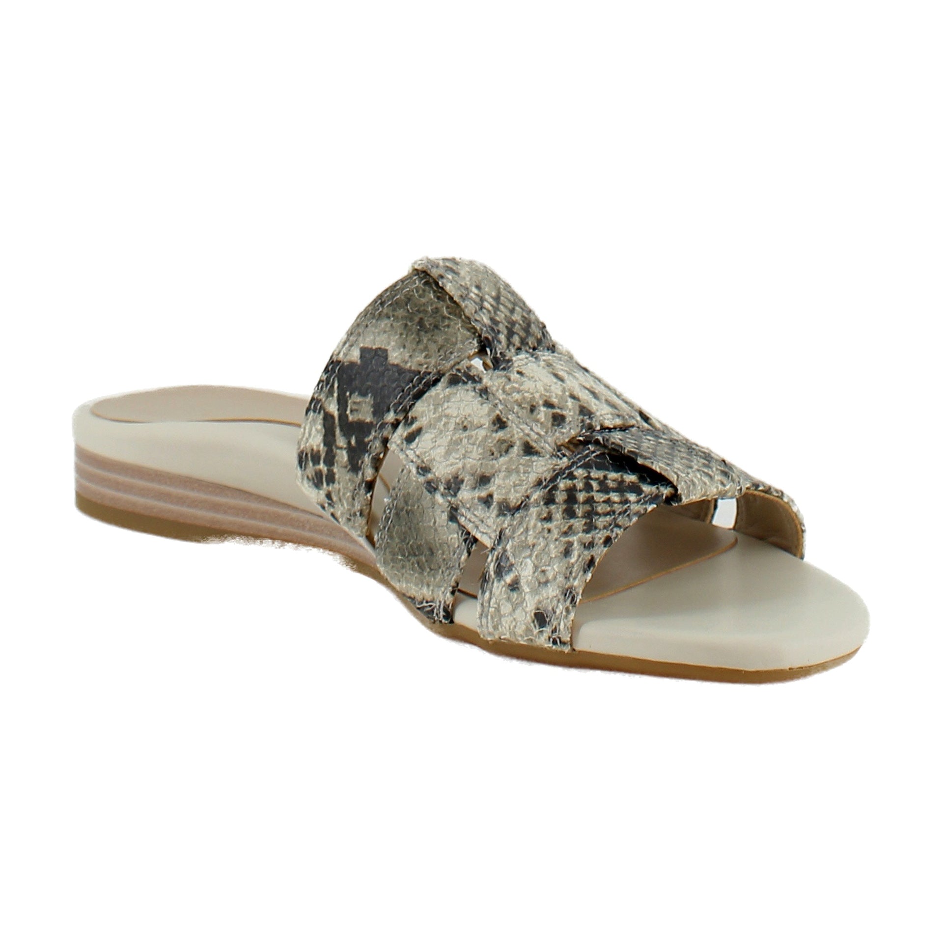 Cream Snake Embossed Leather