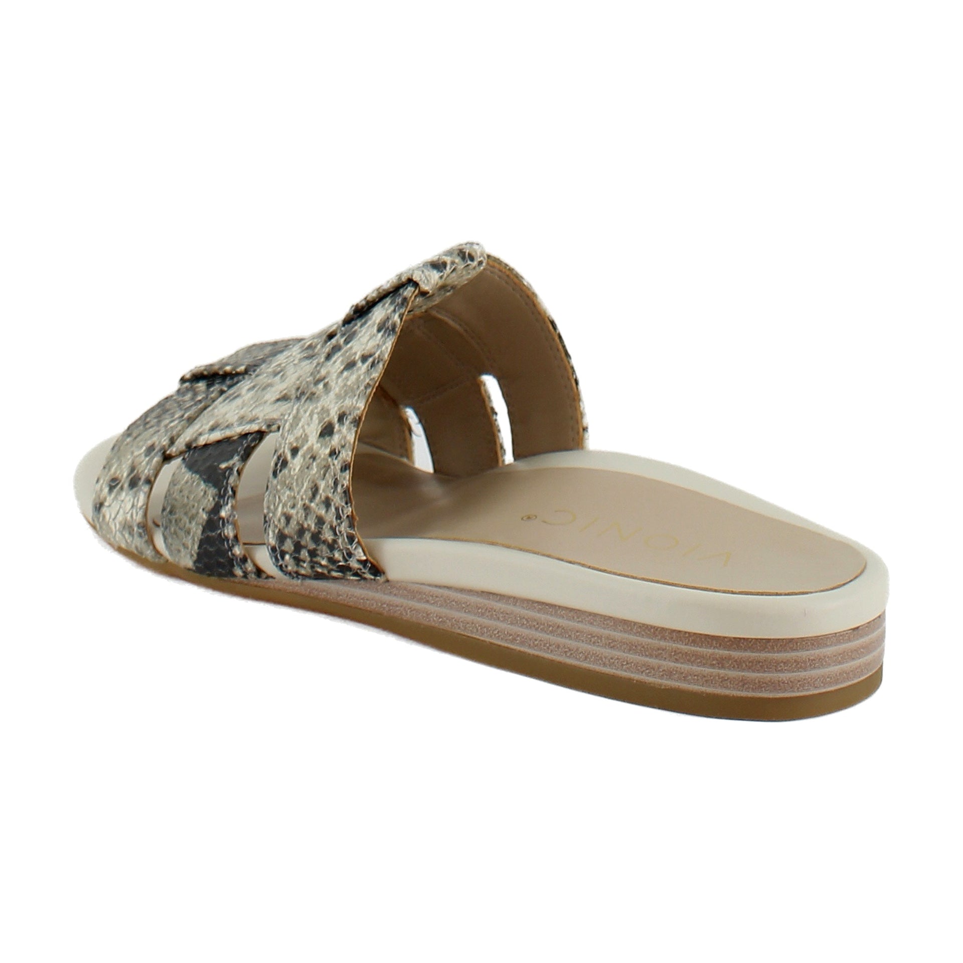 Cream Snake Embossed Leather