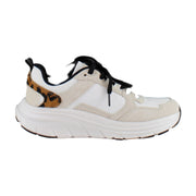 White/Leopard Mesh and Suede