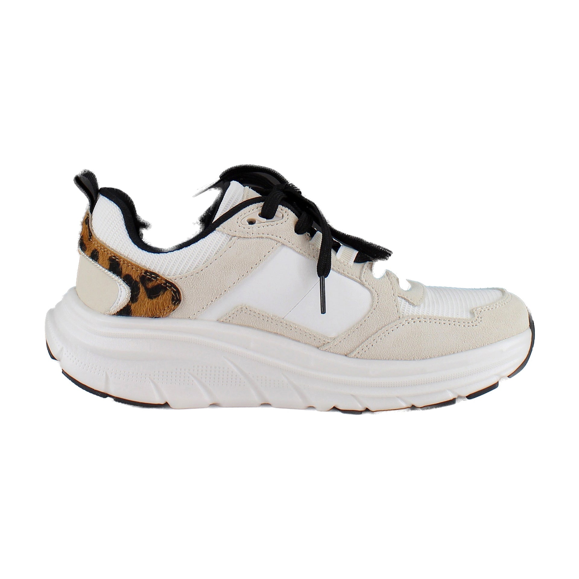 White/Leopard Mesh and Suede