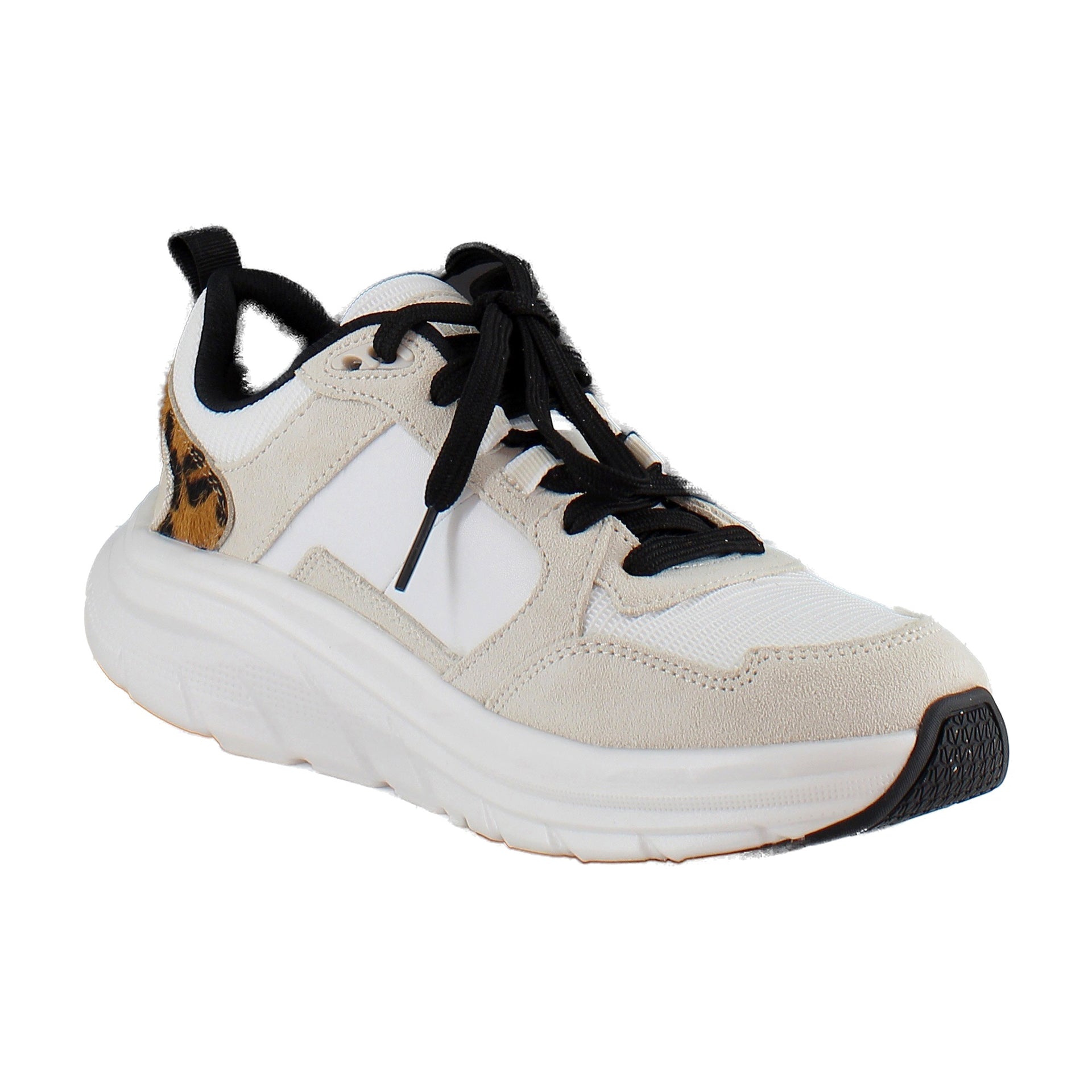 White/Leopard Mesh and Suede