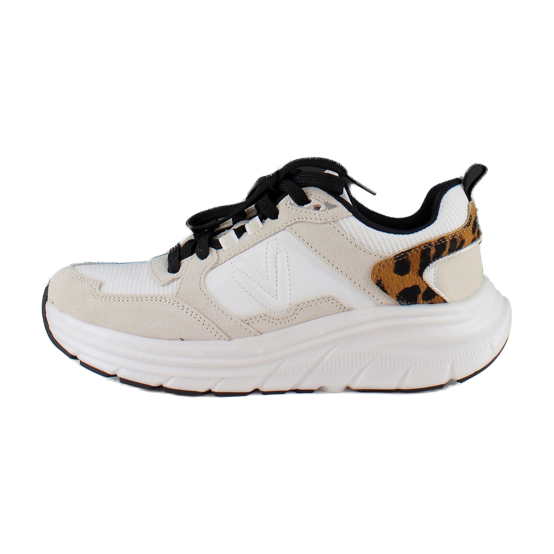 White/Leopard Mesh and Suede