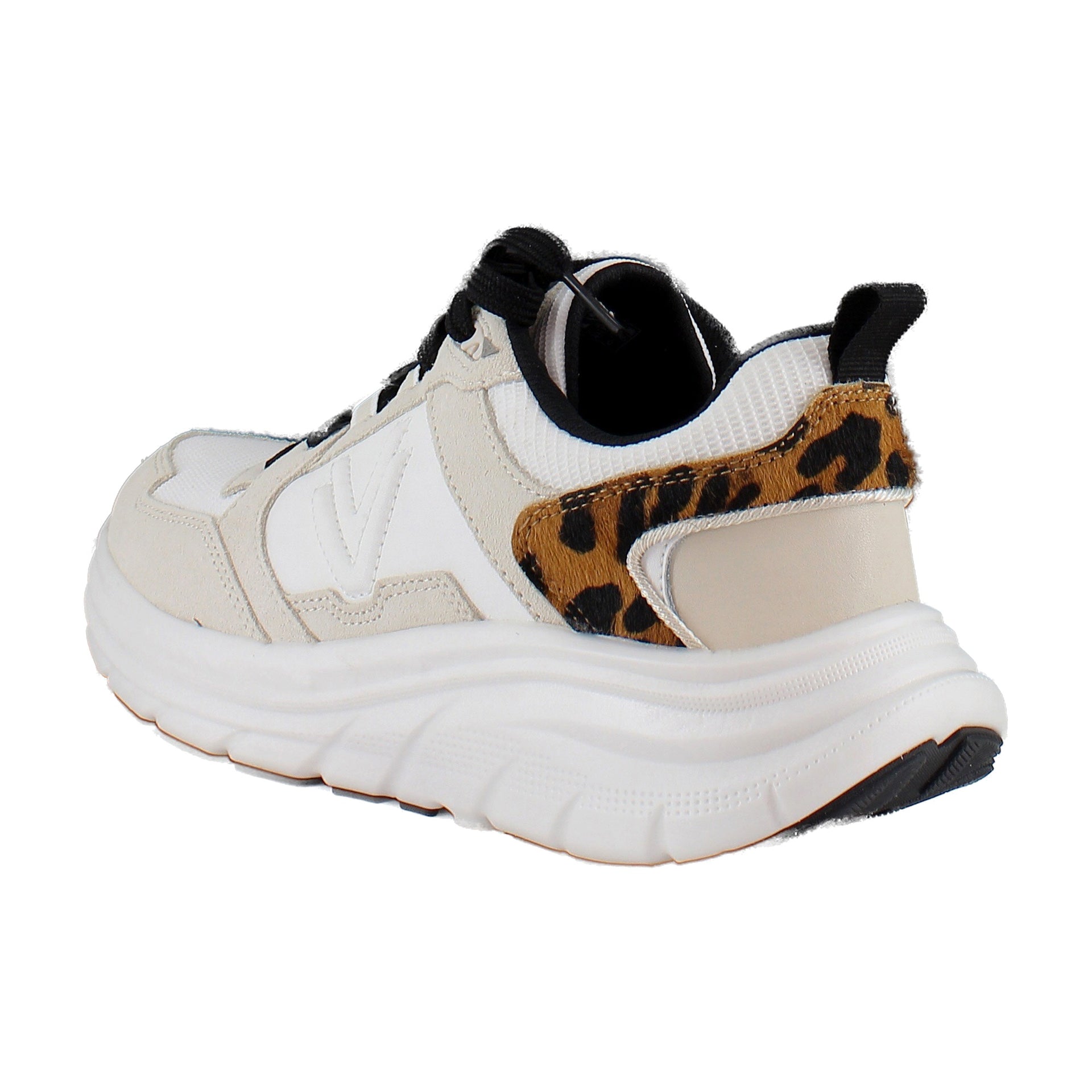White/Leopard Mesh and Suede