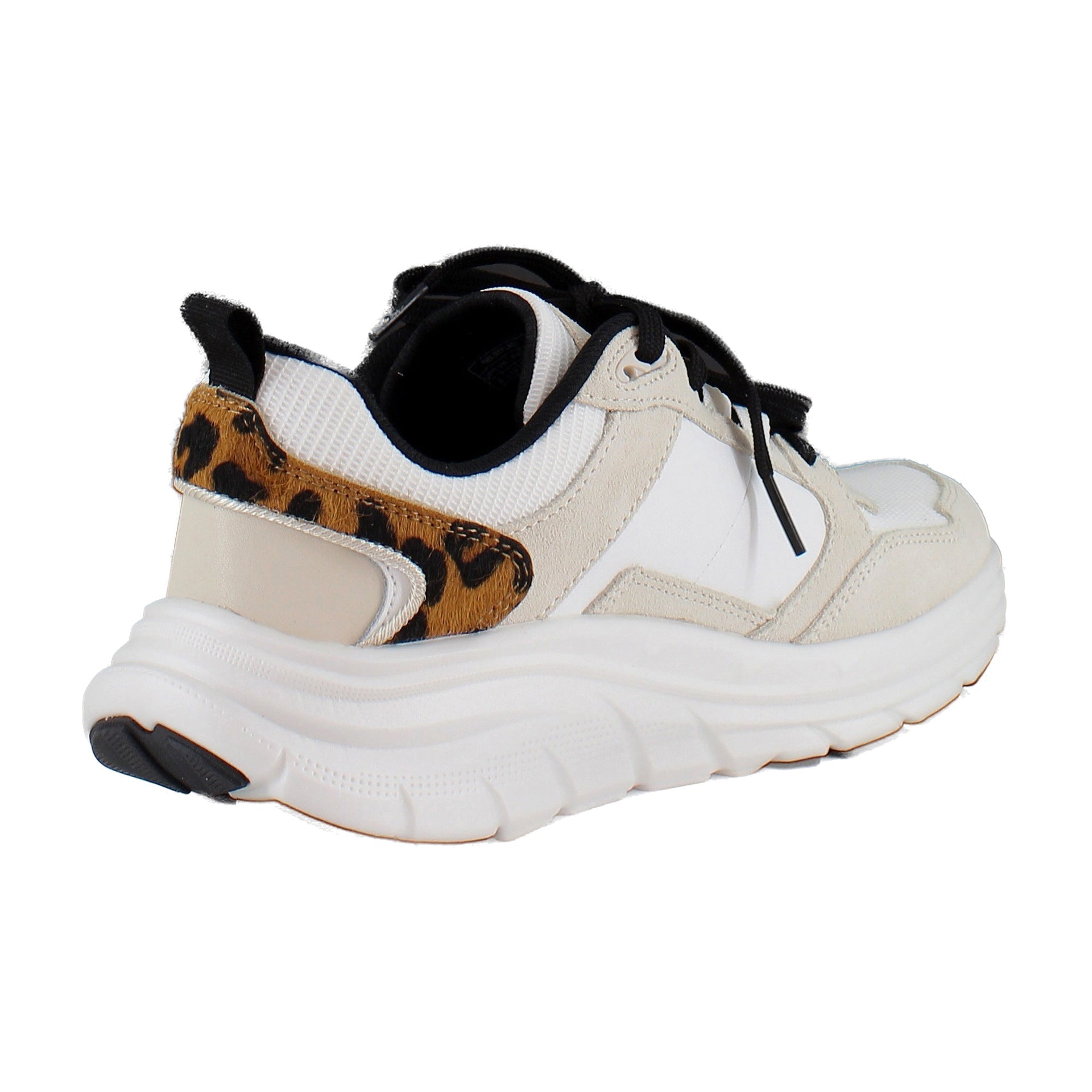White/Leopard Mesh and Suede