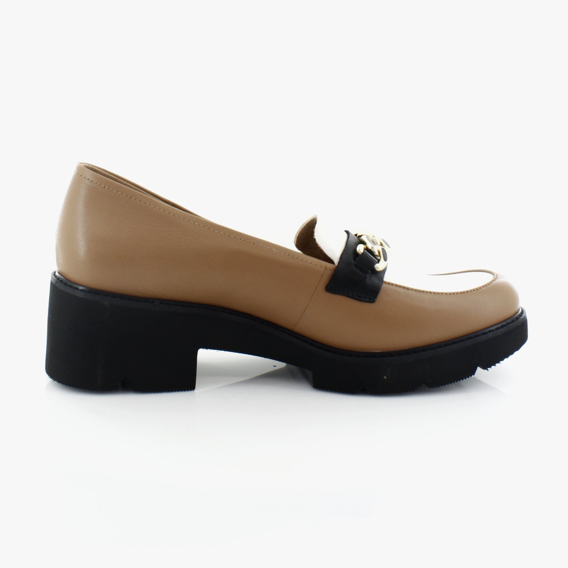 Brown/White/Black Color Block