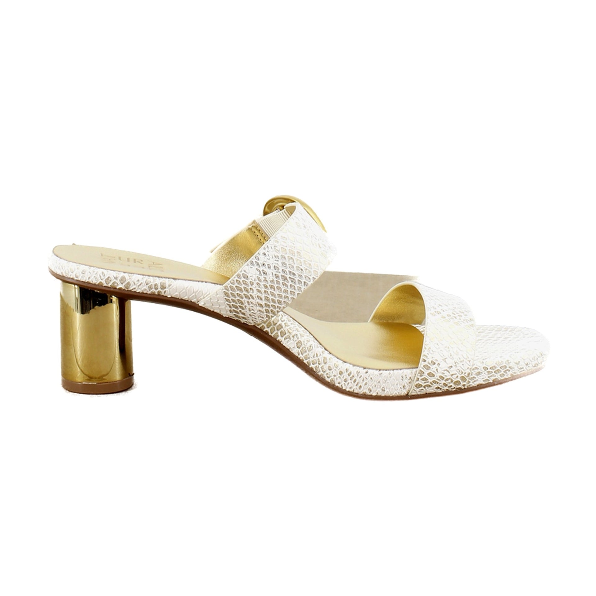 White Gold Snake Print Leather