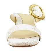 White Gold Snake Print Leather