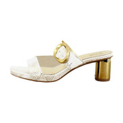 White Gold Snake Print Leather