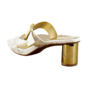 White Gold Snake Print Leather