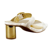 White Gold Snake Print Leather