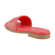 Sunset Coral Pink Woven Leather