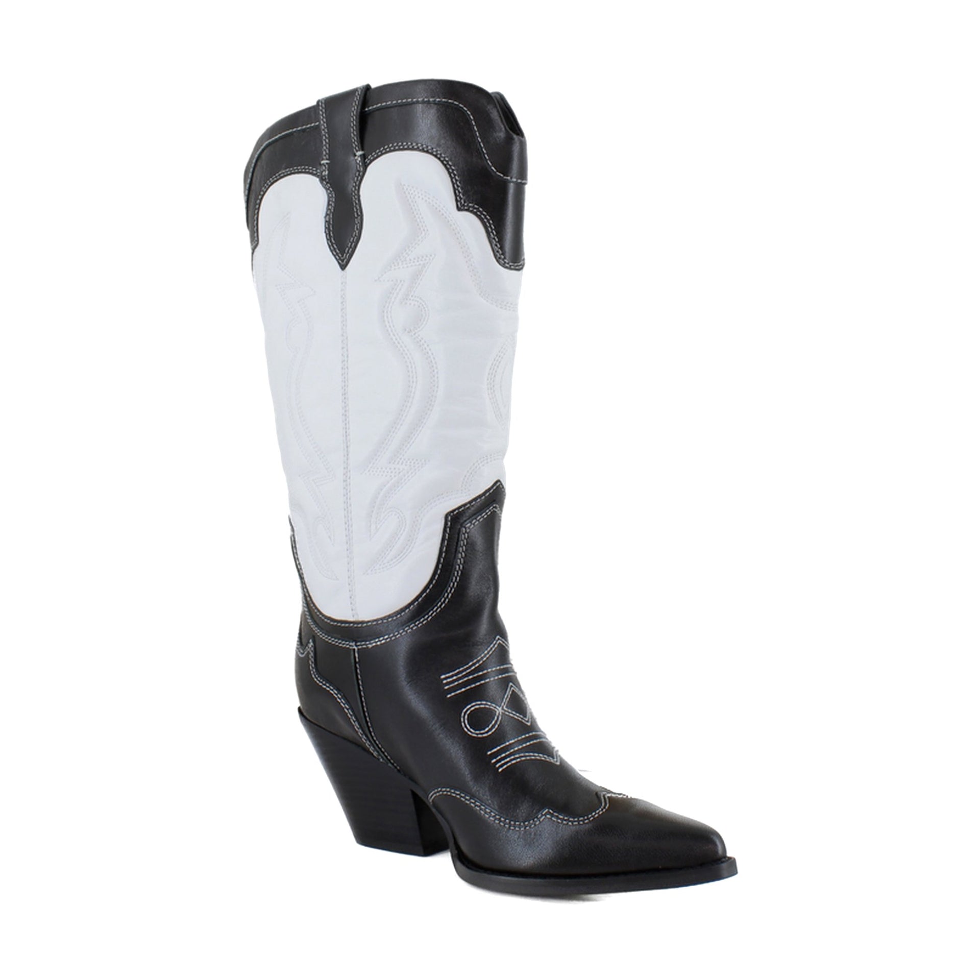 Black/White Leather