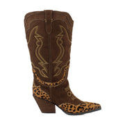 Chocolate/Tan Leopard Suede