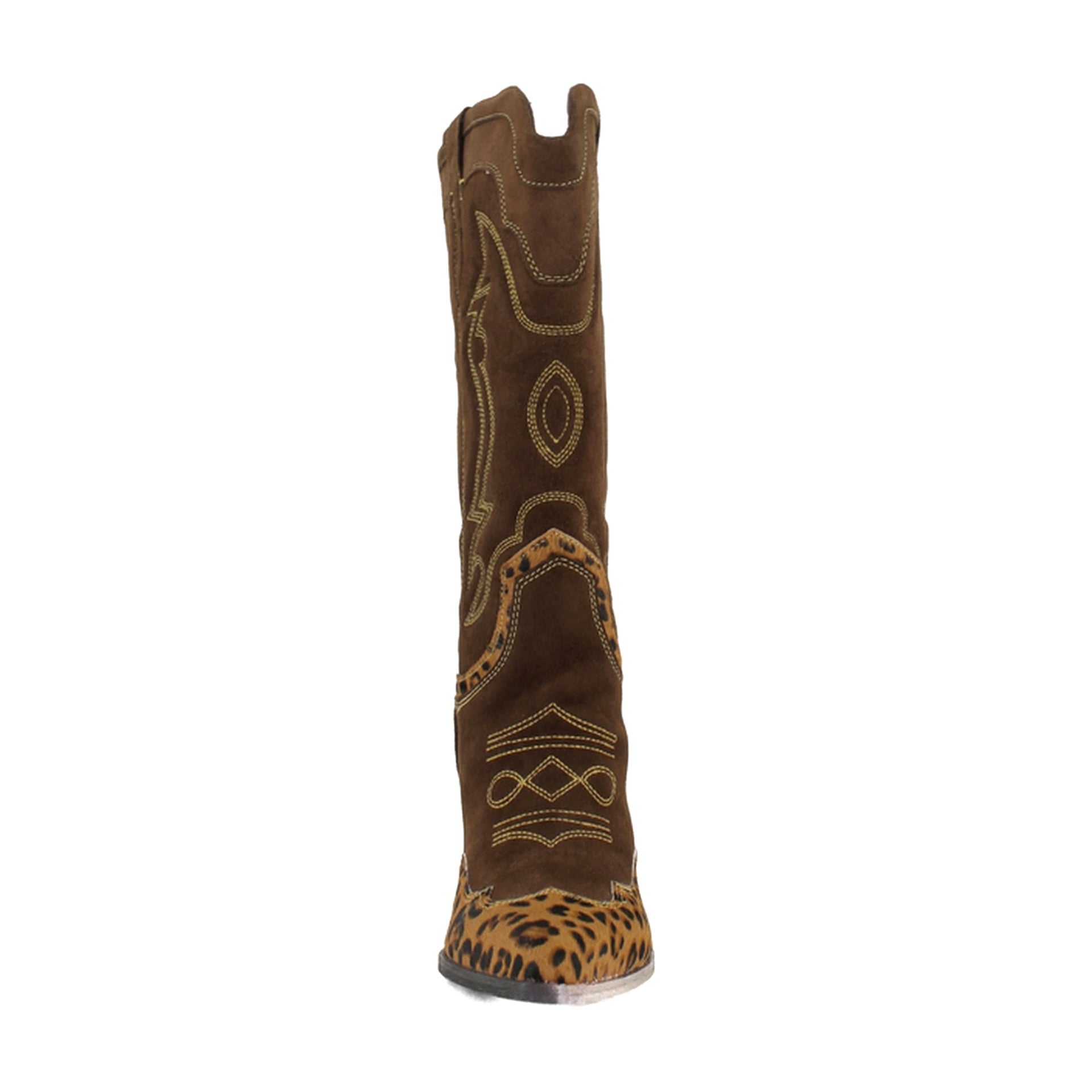Chocolate/Tan Leopard Suede