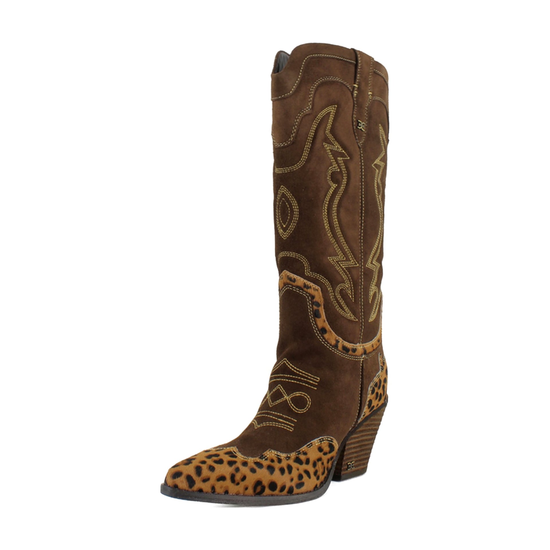 Chocolate/Tan Leopard Suede