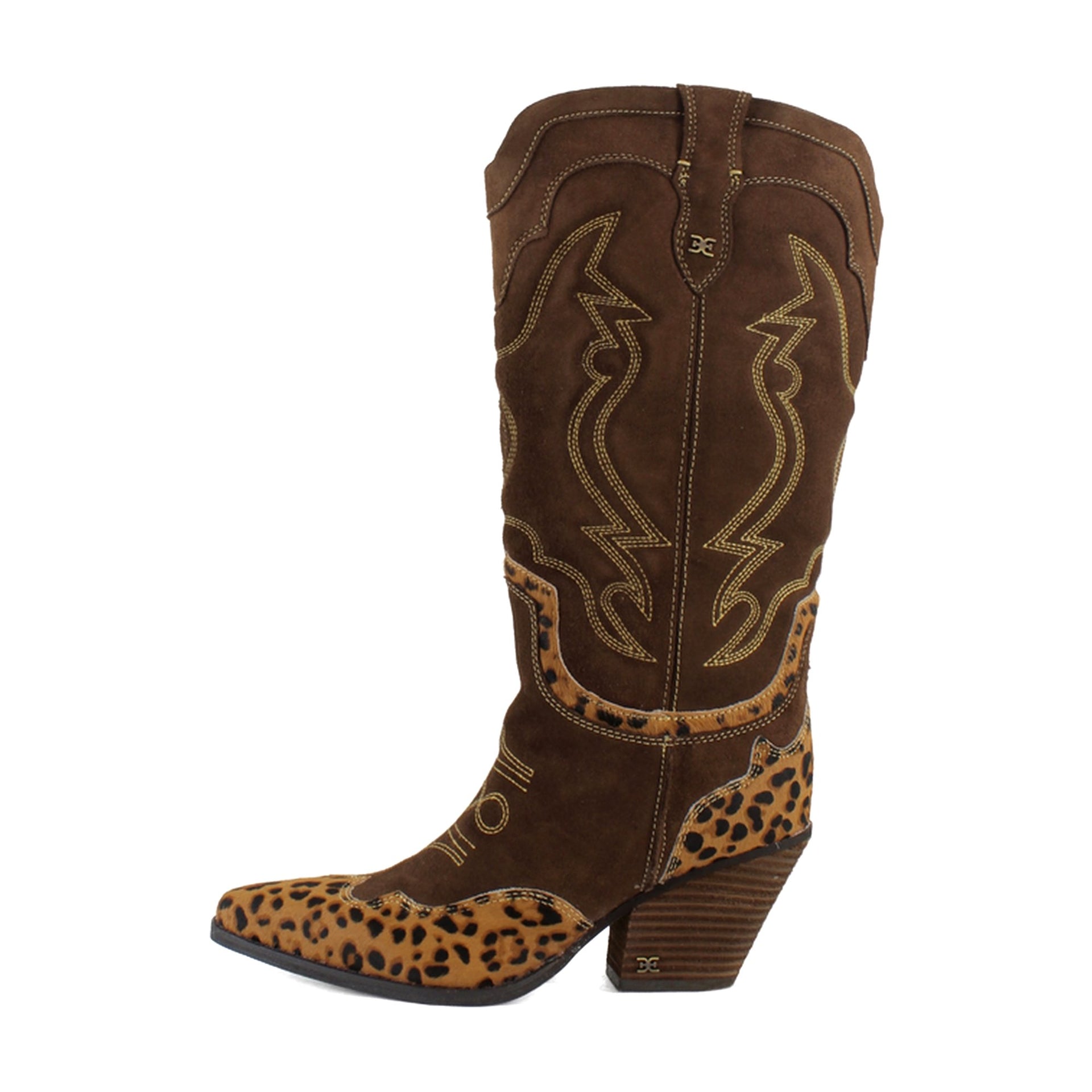 Chocolate/Tan Leopard Suede