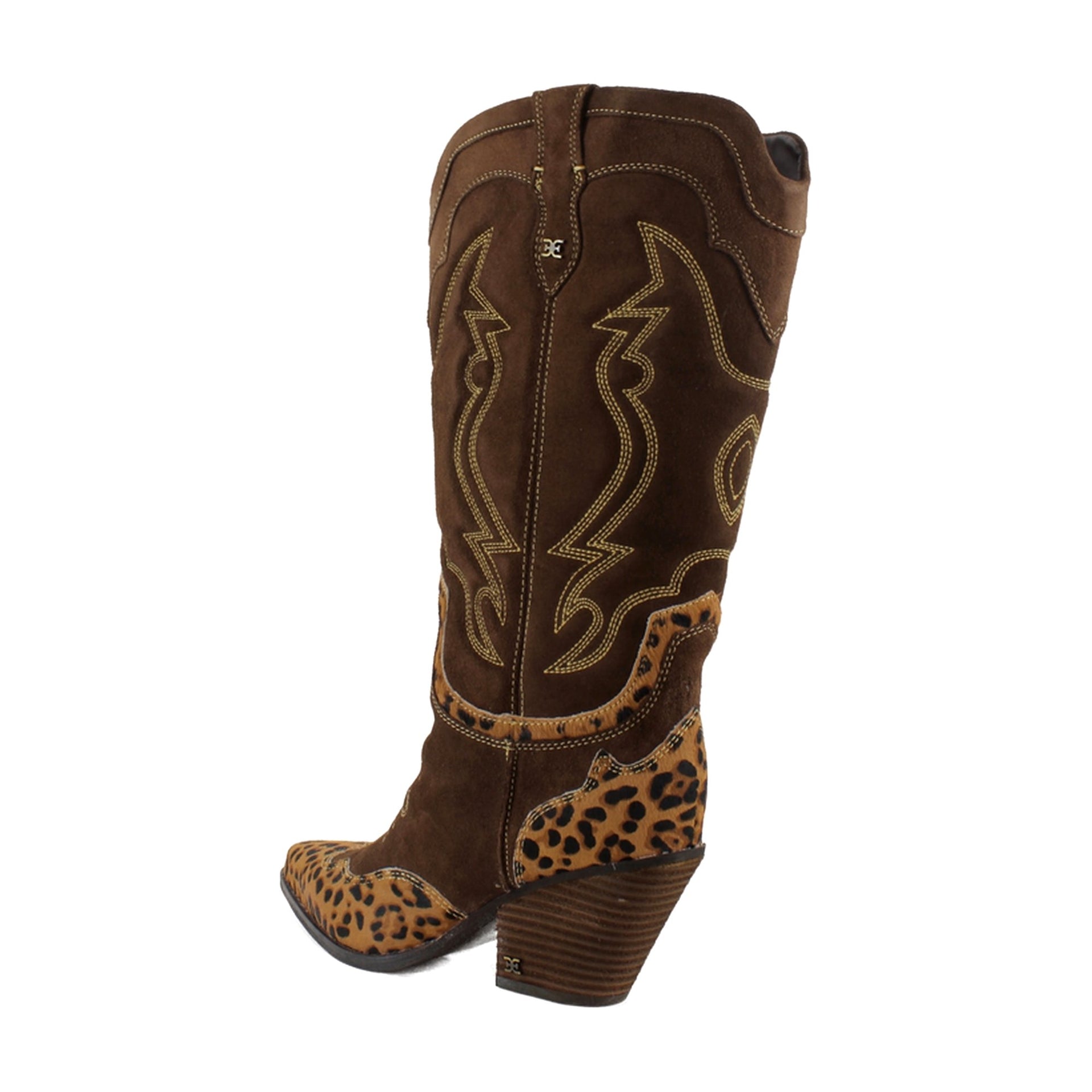 Chocolate/Tan Leopard Suede