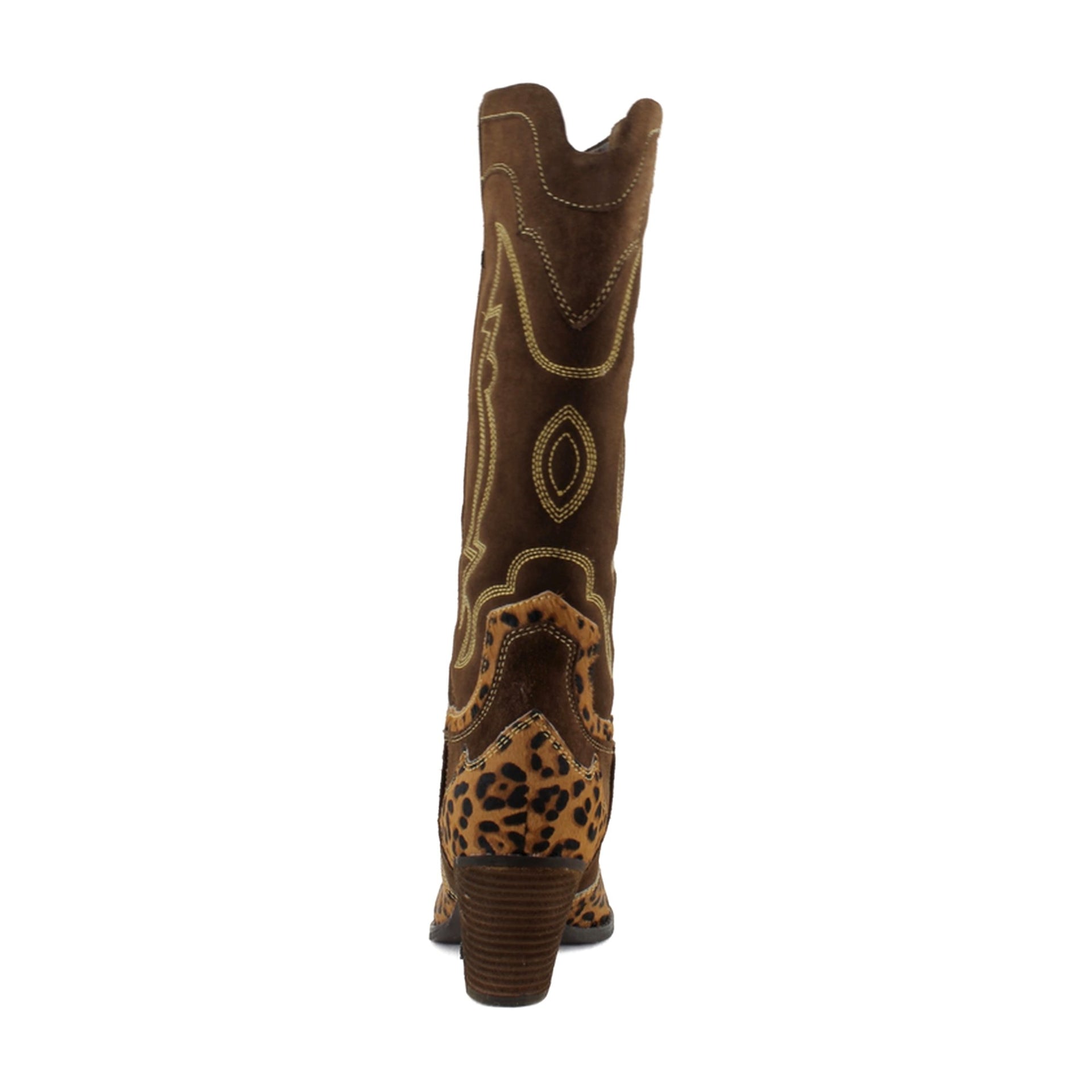Chocolate/Tan Leopard Suede
