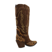 Chocolate/Tan Leopard Suede