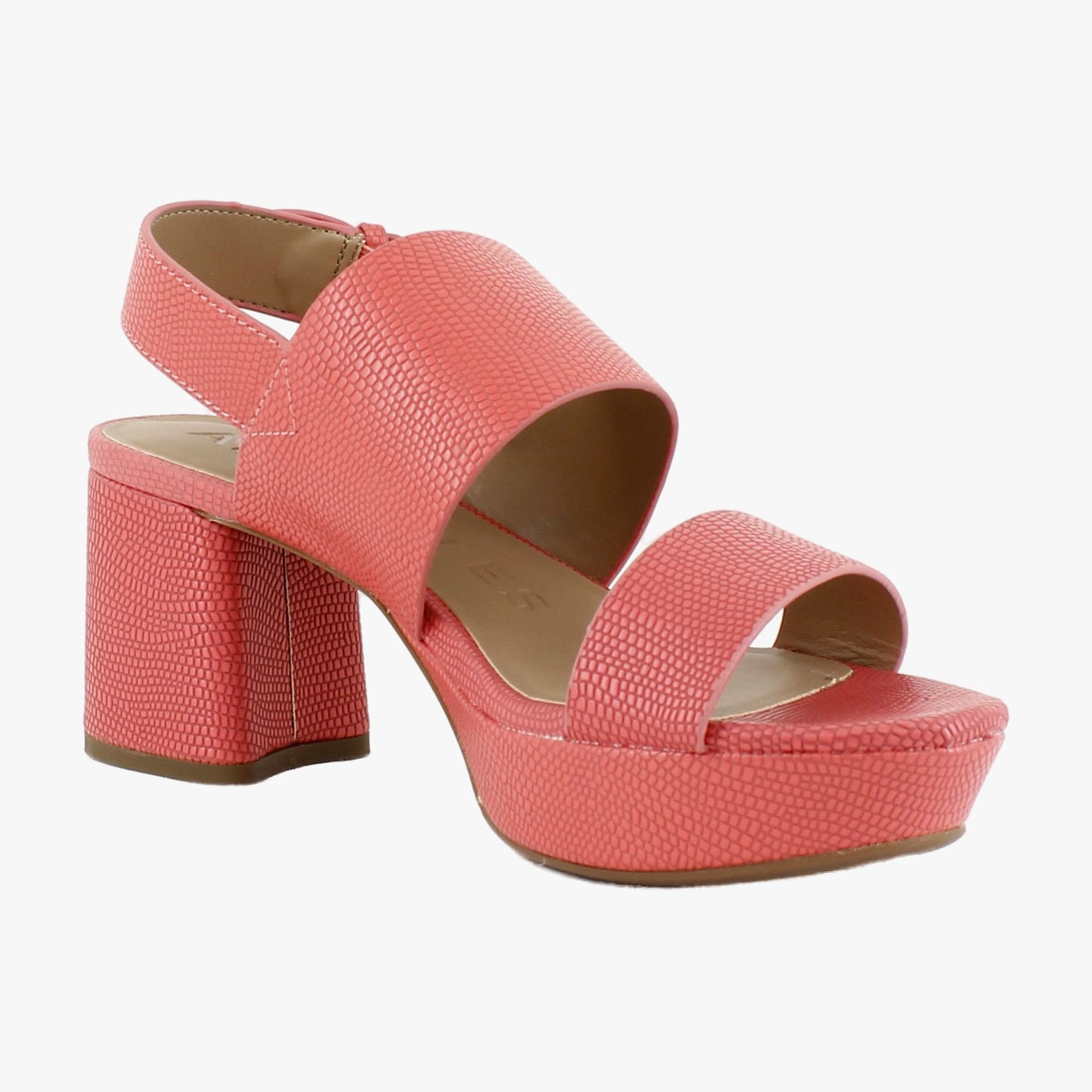 Coral Lizard Embossed Faux Leather