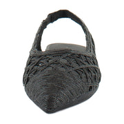 Black Embroidered Raffia