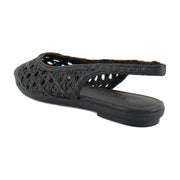 Black Embroidered Raffia